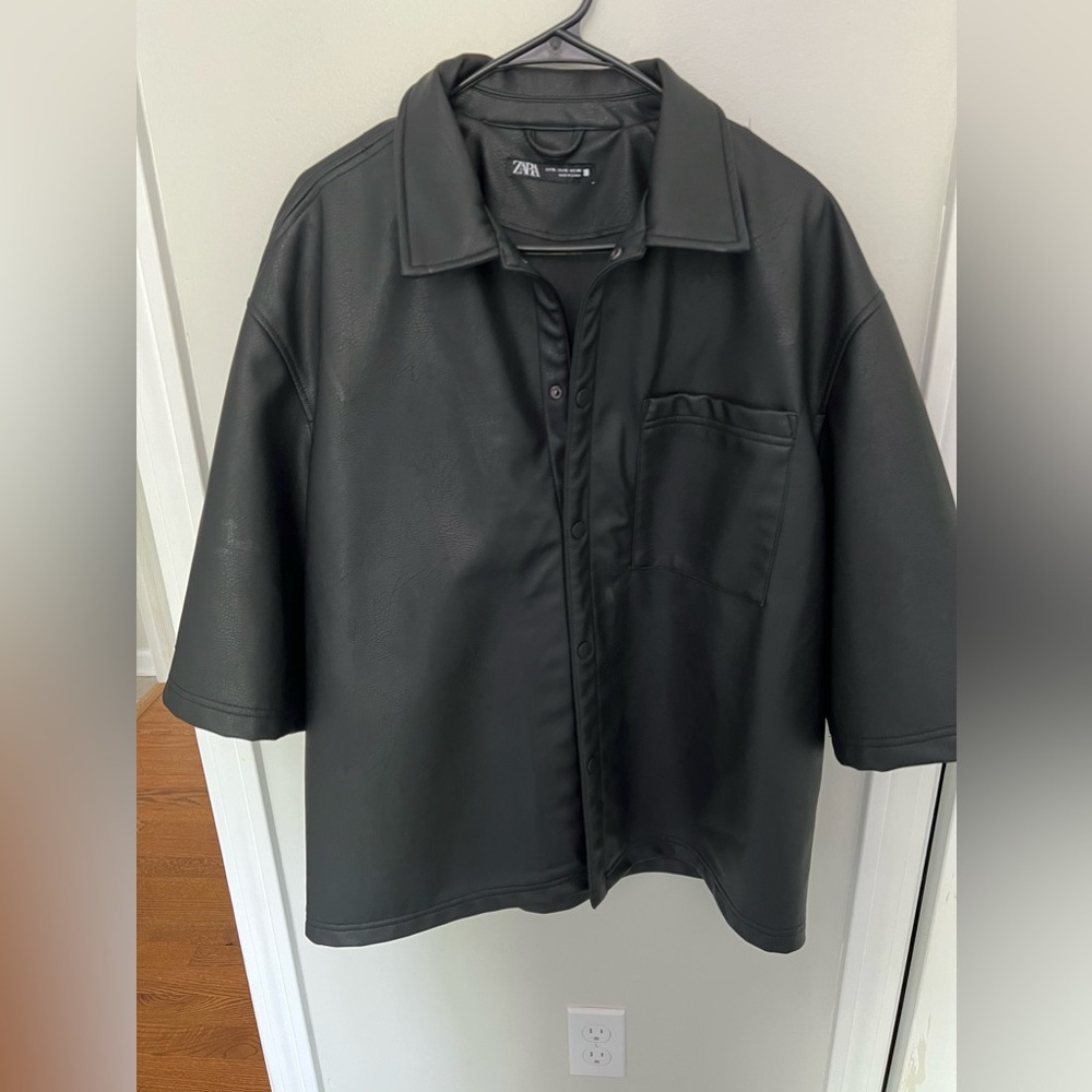 Mens ZARA faux leather “Shacket”